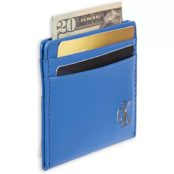 Calvin Klein Mens RFID Leather Slim Minimalist Card Case Wallet and Wallet SetsClassic Blue Individual Wallet