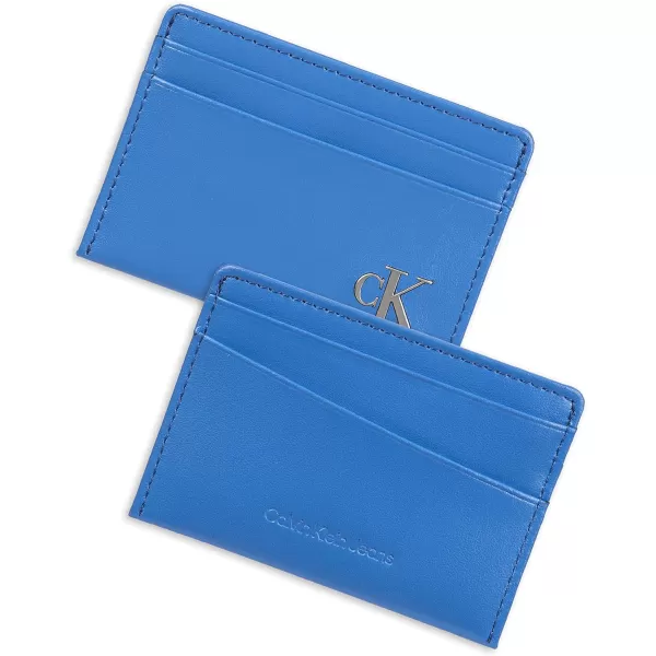 Calvin Klein Mens RFID Leather Slim Minimalist Card Case Wallet and Wallet SetsClassic Blue Individual Wallet