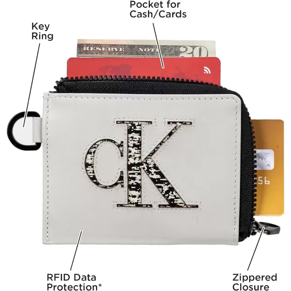 Calvin Klein Mens RFID Leather Slim Minimalist Card Case Wallet and Wallet SetsGrey Half Zip Individual Wallet