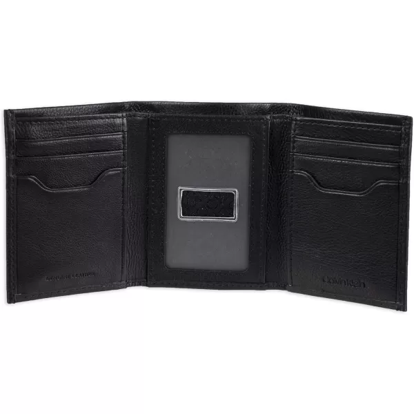 Calvin Klein Mens RFID Slim Minimalist Leather Trifold WalletBlack