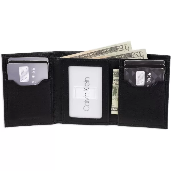 Calvin Klein Mens RFID Slim Minimalist Leather Trifold WalletBlack