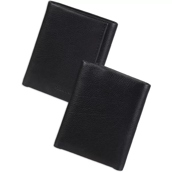 Calvin Klein Mens RFID Slim Minimalist Leather Trifold WalletBlack
