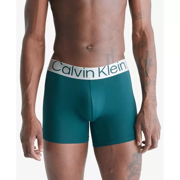 Calvin Klein Mens Reconsidered Steel Micro 3Pack Boxer BriefBlack Ponderosa Pine Spring Onion