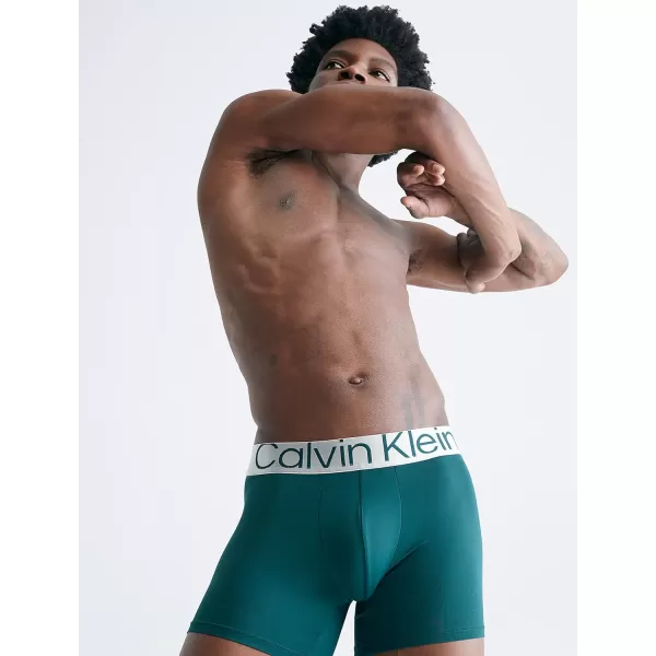Calvin Klein Mens Reconsidered Steel Micro 3Pack Boxer BriefBlack Ponderosa Pine Spring Onion