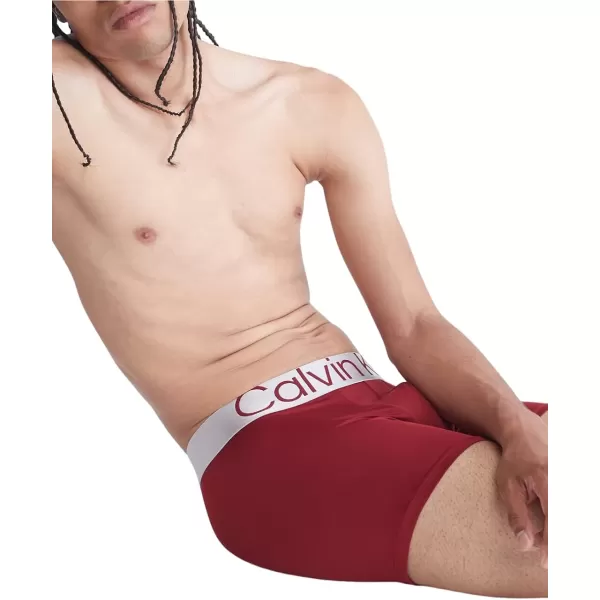 Calvin Klein Mens Reconsidered Steel Micro 3Pack Boxer BriefBlack Tuffet Red Carpet