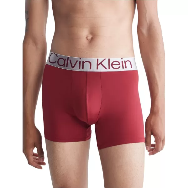 Calvin Klein Mens Reconsidered Steel Micro 3Pack Boxer BriefBlack Tuffet Red Carpet