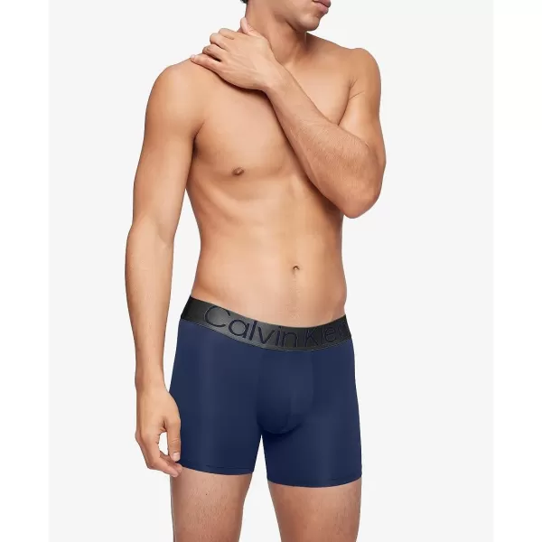 Calvin Klein Mens Reconsidered Steel Micro 3Pack Boxer BriefRed Grape Storm Cloud Blue Shadow