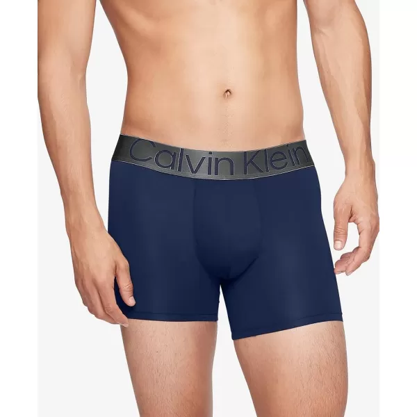 Calvin Klein Mens Reconsidered Steel Micro 3Pack Boxer BriefRed Grape Storm Cloud Blue Shadow