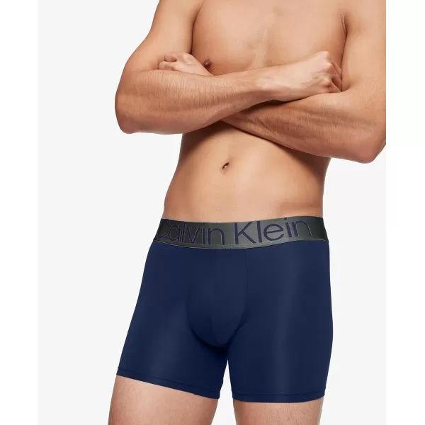 Calvin Klein Mens Reconsidered Steel Micro 3Pack Boxer BriefRed Grape Storm Cloud Blue Shadow