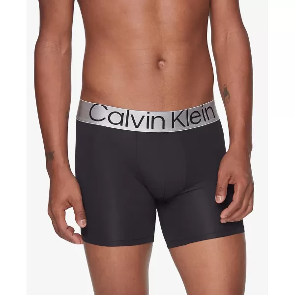 Calvin Klein Mens Reconsidered Steel Micro 3Pack Boxer BriefSnow Cone Natural Gray Black