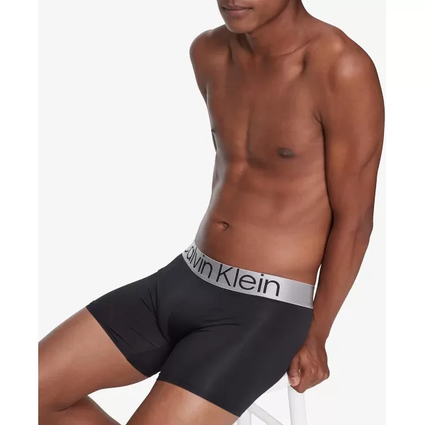 Calvin Klein Mens Reconsidered Steel Micro 3Pack Boxer BriefSnow Cone Natural Gray Black