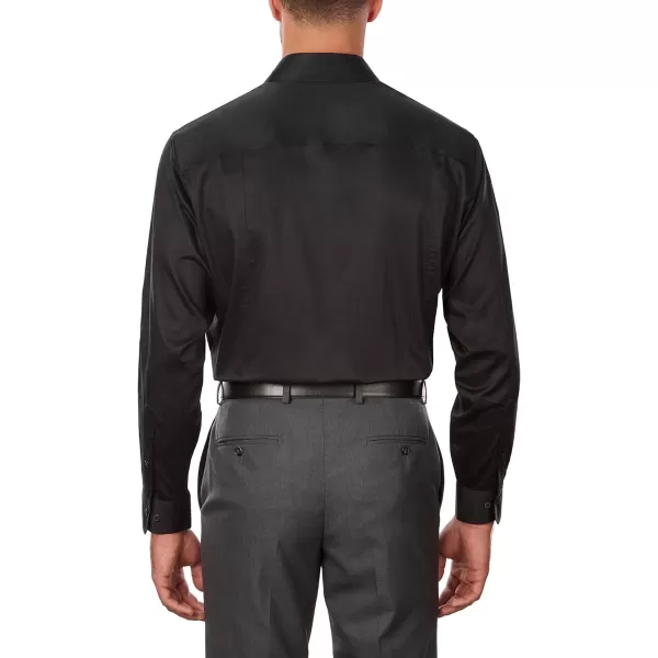 Calvin Klein Mens Regular Fit Stretch Solid Spread CollarDressShirtBlack