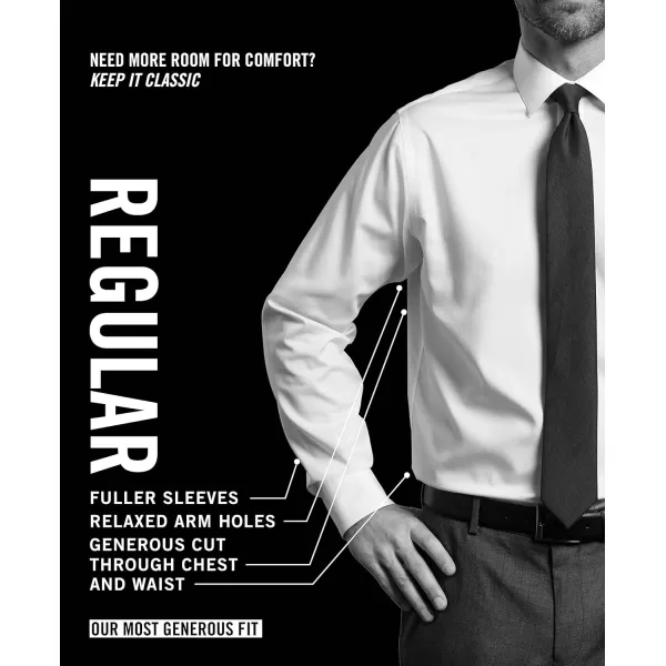 Calvin Klein Mens Regular Fit Stretch Solid Spread CollarDressShirtBlack
