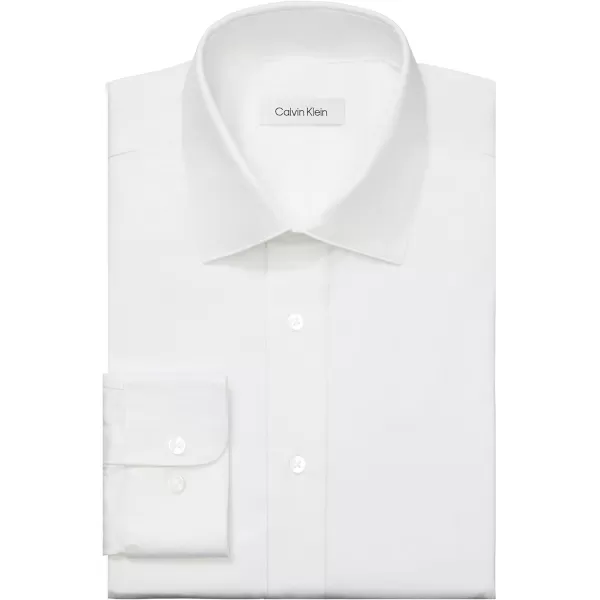 Calvin Klein Mens Regular Fit Stretch Solid Spread CollarDressShirtWhite