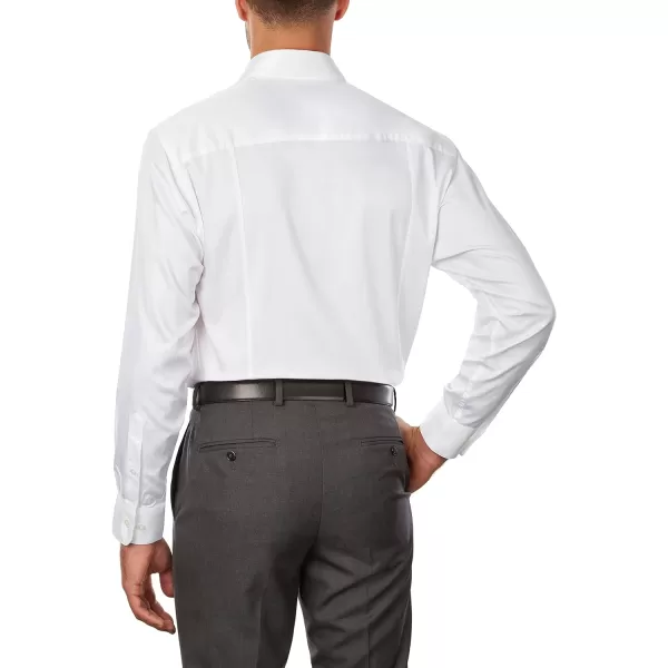 Calvin Klein Mens Regular Fit Stretch Solid Spread CollarDressShirtWhite