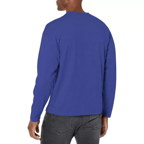 Calvin Klein Mens Relaxed Fit Archive Logo Crewneck Long Sleeve TeeBeacon Blue