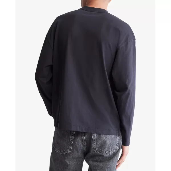 Calvin Klein Mens Relaxed Fit Archive Logo Crewneck Long Sleeve TeeBlack Beauty