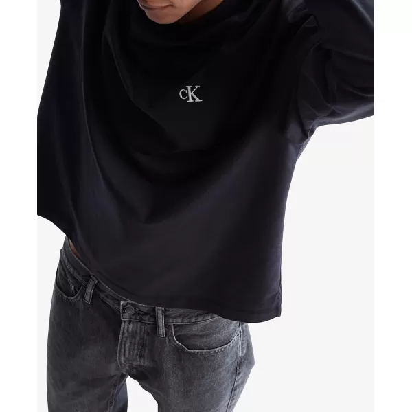 Calvin Klein Mens Relaxed Fit Archive Logo Crewneck Long Sleeve TeeBlack Beauty