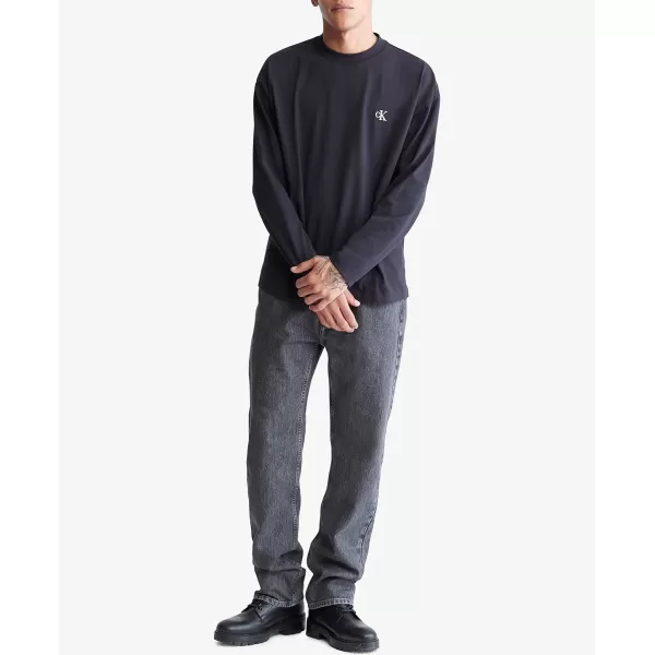 Calvin Klein Mens Relaxed Fit Archive Logo Crewneck Long Sleeve TeeBlack Beauty