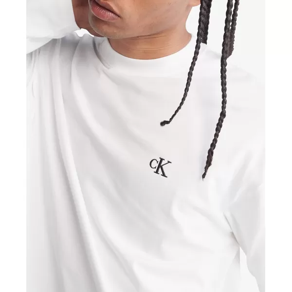 Calvin Klein Mens Relaxed Fit Archive Logo Crewneck Long Sleeve TeeBrilliant White