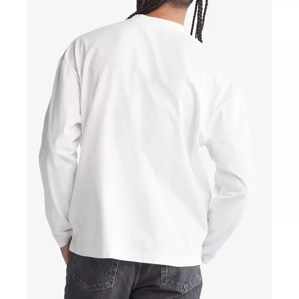 Calvin Klein Mens Relaxed Fit Archive Logo Crewneck Long Sleeve TeeBrilliant White