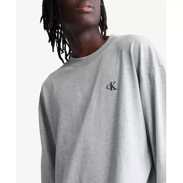 Calvin Klein Mens Relaxed Fit Archive Logo Crewneck Long Sleeve TeeHeroic Grey Heather