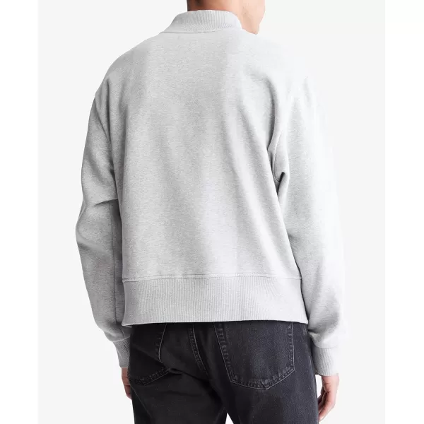 Calvin Klein Mens Relaxed Fit Archive Logo Fleece Bomber JacketHeroic Grey Heather