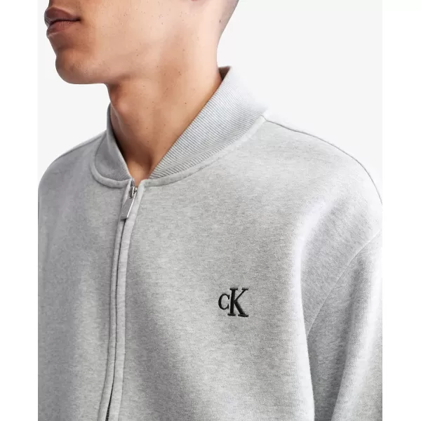 Calvin Klein Mens Relaxed Fit Archive Logo Fleece Bomber JacketHeroic Grey Heather