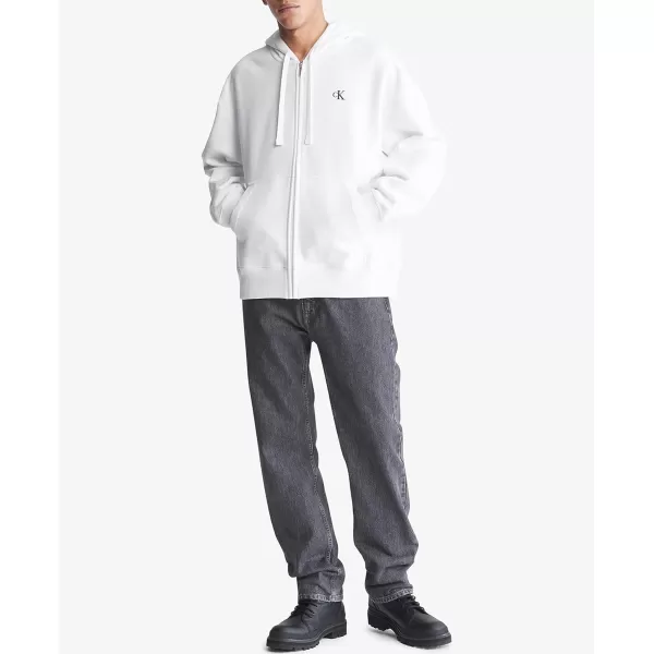 Calvin Klein Mens Relaxed Fit Archive Logo Fleece Full Zip HoodieBrilliant White