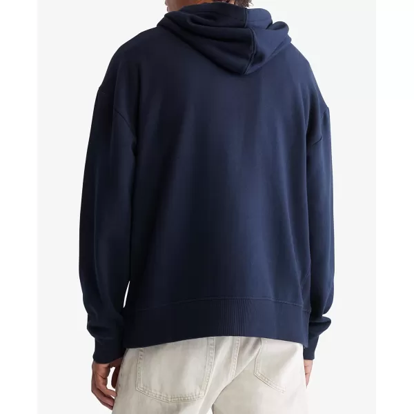 Calvin Klein Mens Relaxed Fit Archive Logo Fleece Full Zip HoodieDark Sapphire