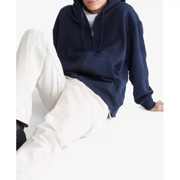 Calvin Klein Mens Relaxed Fit Archive Logo Fleece Full Zip HoodieDark Sapphire