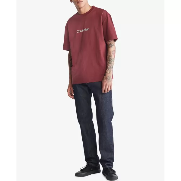 Calvin Klein Mens Relaxed Fit CK Logo Crewneck TShirtAlpine Berry