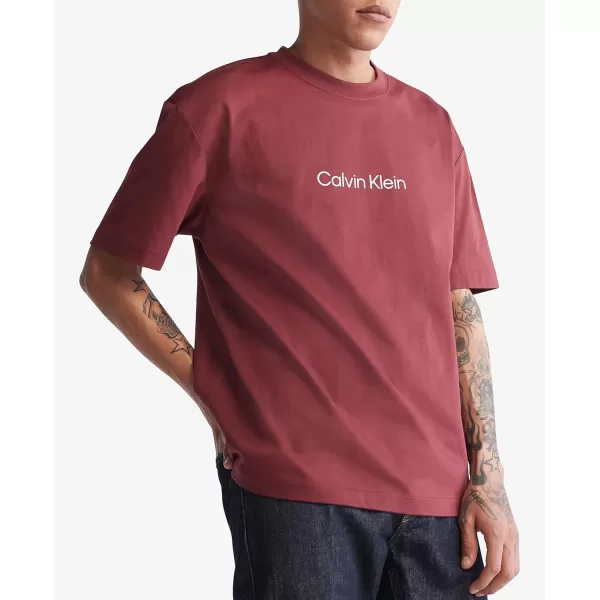 Calvin Klein Mens Relaxed Fit CK Logo Crewneck TShirtAlpine Berry