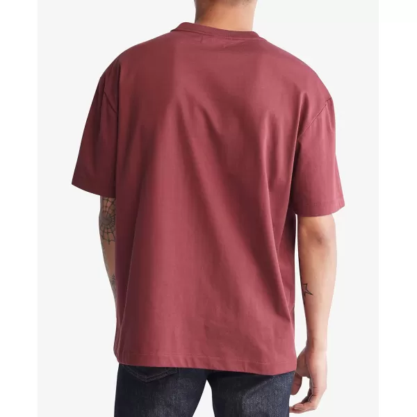 Calvin Klein Mens Relaxed Fit CK Logo Crewneck TShirtAlpine Berry