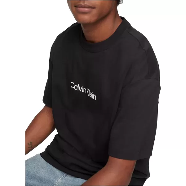 Calvin Klein Mens Relaxed Fit CK Logo Crewneck TShirtBlack Beauty