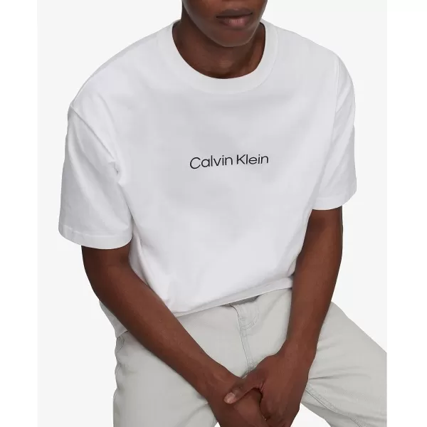 Calvin Klein Mens Relaxed Fit CK Logo Crewneck TShirtBrilliant White