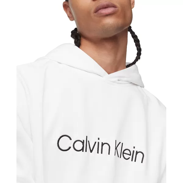 Calvin Klein Mens Relaxed Fit Logo French Terry HoodieBrilliant White