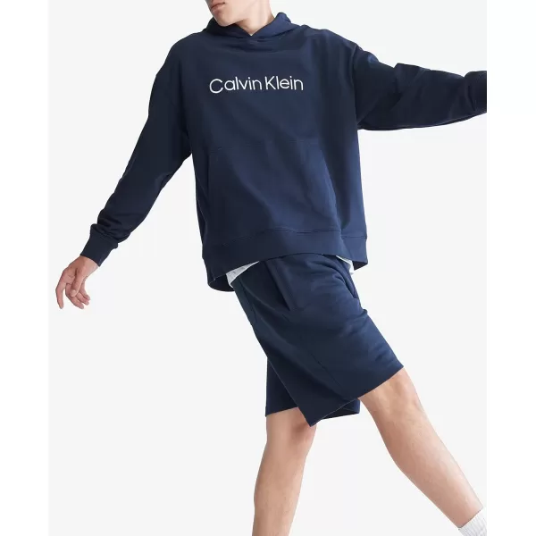 Calvin Klein Mens Relaxed Fit Logo French Terry HoodieDark Sapphire