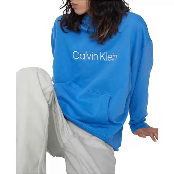 Calvin Klein Mens Relaxed Fit Logo French Terry HoodiePalace Blue