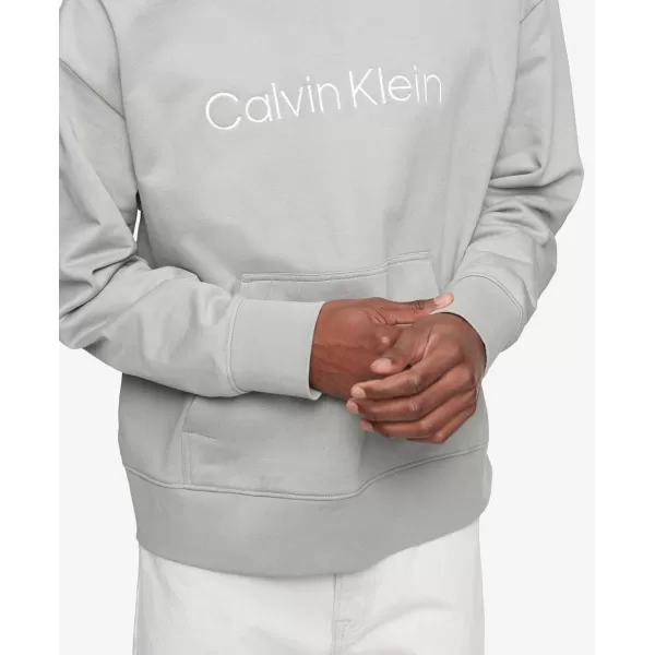 Calvin Klein Mens Relaxed Fit Logo French Terry HoodieShadow