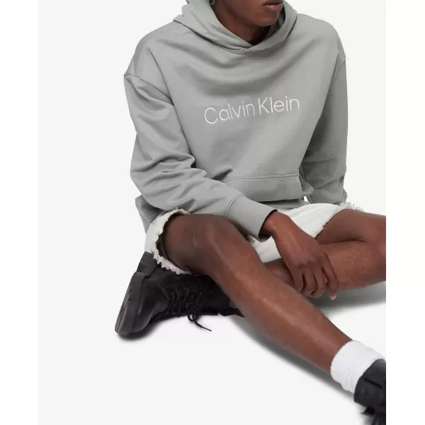 Calvin Klein Mens Relaxed Fit Logo French Terry HoodieShadow