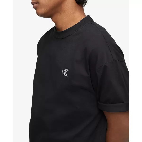 Calvin Klein Mens Relaxed Fit Monogram Logo Crewneck TShirtBlack Beauty