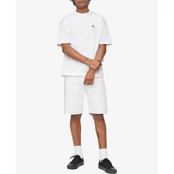 Calvin Klein Mens Relaxed Fit Monogram Logo Crewneck TShirtBrilliant White