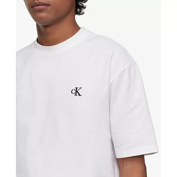 Calvin Klein Mens Relaxed Fit Monogram Logo Crewneck TShirtBrilliant White