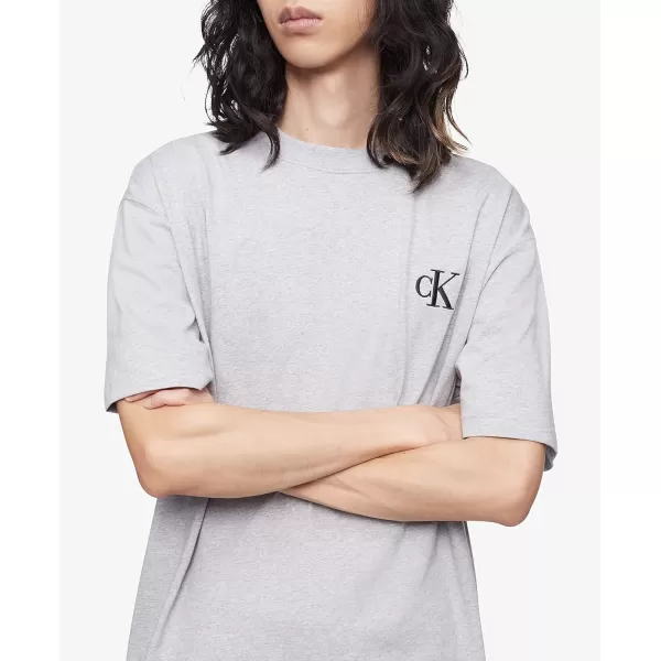 Calvin Klein Mens Relaxed Fit Monogram Logo Crewneck TShirtHeroic Grey Heather