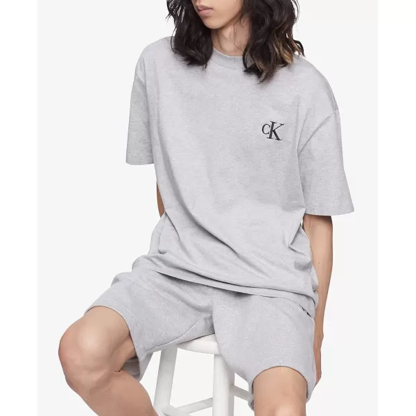 Calvin Klein Mens Relaxed Fit Monogram Logo Crewneck TShirtHeroic Grey Heather