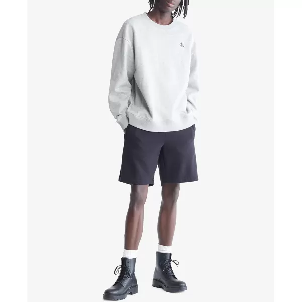 Calvin Klein Mens Relaxed Fit Monogram Logo Fleece SweatshirtHeroic Grey Heather