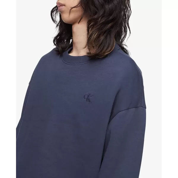 Calvin Klein Mens Relaxed Fit Monogram Logo Fleece SweatshirtInk