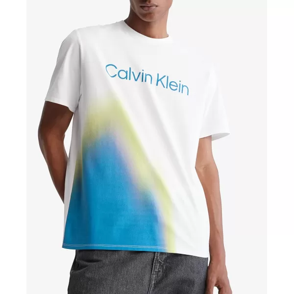 Calvin Klein Mens Relaxed Spray Painted Crewneck TShirtBrilliant White