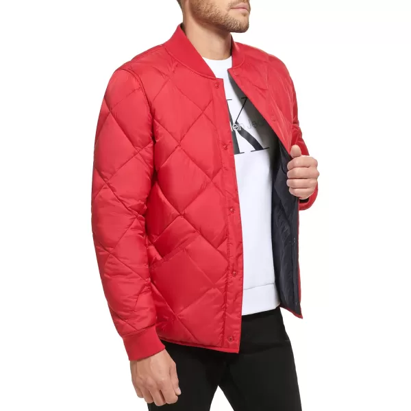 Calvin Klein Mens Reversible Diamond Quilted JacketDeep Red